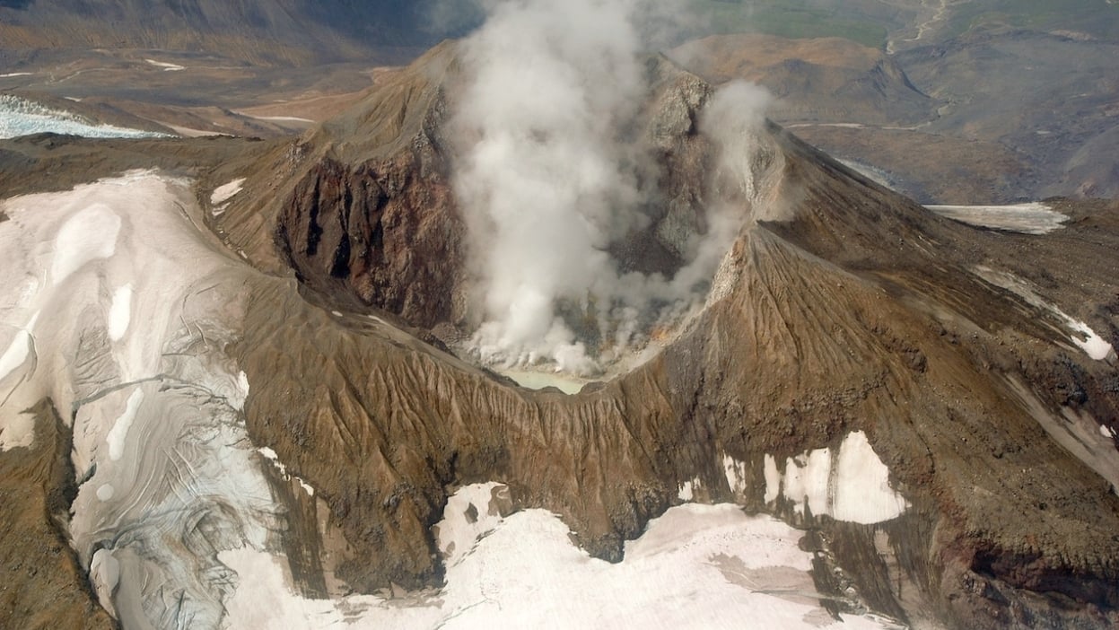 Mount Martin, one of the active volcanoes surrounding Katmai National Park and Preserve's Valley of Ten Thousand Smokes.