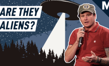 tom delonge in front of a UFO