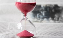 Hourglass with red sand