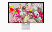 the apple studio display against a light gray background