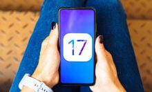 The Apple iOS 17 logo displayed on a smartphone screen.