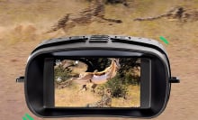 binocular camera displaying safari animals