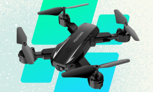 Black quadcopter drone graphic