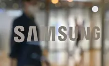 Samsung logo on glass window