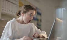 Girl staring at laptop