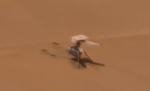 NASA's Ingenuity helicopter on the Martian desert floor. The craft made over 70 successful flights on Mars.