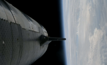 SpaceX's Starship flying through space on its third test flight