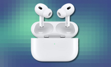 Apple AirPods Pro on blue and green abstract background