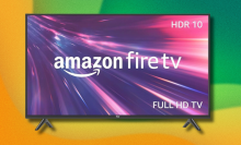 Amazon Fire TV on green and yellow abstract background