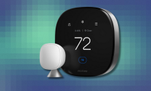 Ecobee Smart Thermostat Premium on blue and green abstract background