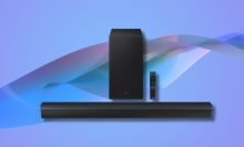 Samsung - HW-B550D 3.1 Channel B-Series Soundbar with Wireless Subwoofer on an abstract background