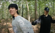 Jungkook and Jimin from BTS on a hike.