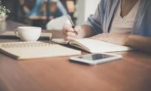 Girl writing notes