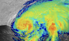 A view of Tropical Storm Debby passing over the Southeastern U.S. on Aug. 5, 2024.