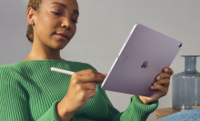 woman using the apple ipad air 