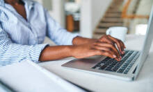 Person working on a laptop