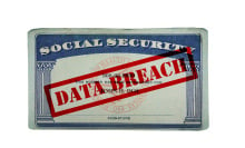 Social Security card with the words 'Data Breach' stamped across it