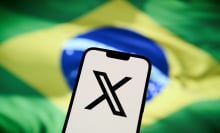 X logo and Brazil flag