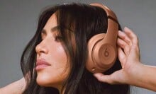 Kim kardashian wearing the beats studio pro headphones