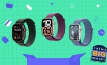 apple watch ultra, apple watch series 10, and apple watch series 9 on a green and blue background