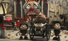 In the stop-animation film "Memoir of a Snail," three characters stand in Luna Park, Melbourne.