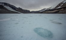 Cryoconites on a glacier on Earth