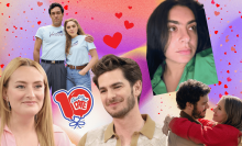 A composite showing Amelia Dimoldenberg, Andrew Garfield, Charli XCX, Rivals stars Alex Hassell and Bella Maclean, Nobody Wants This stars Adam Brody and 