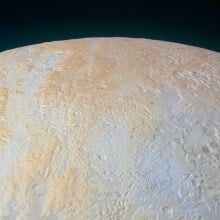 Take in the beauty of Pluto's frozen north pole canyons