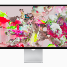 the apple studio display against a light gray background