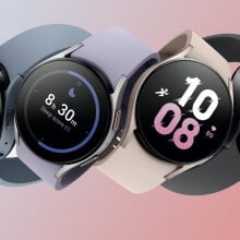 Four Samsung Galaxy Watch 5 devices