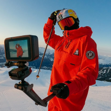 Skier filming themselves with a GoPro HERO10