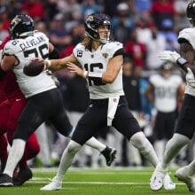 Trevor Lawrence of the Jacksonville Jaguars throws the ball