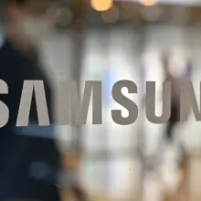 Samsung logo on glass window