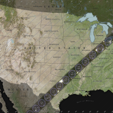 Path of totality crossing the United States during April 2024 solar eclipse