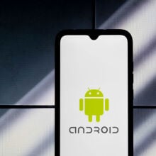 Android logo on phone screen