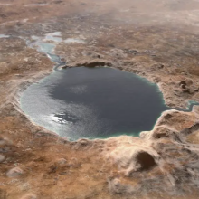 A conception of what Mars' Jezero Crater may have looked like billions of years ago. 