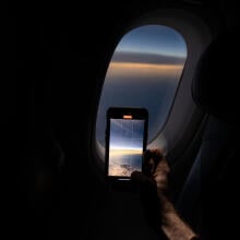 Passenger watching the eclipse