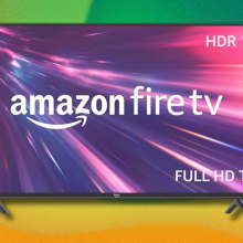 Amazon Fire TV on green and yellow abstract background