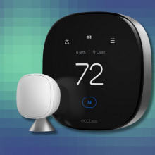 Ecobee Smart Thermostat Premium on blue and green abstract background