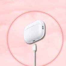 airpods pro on pink background