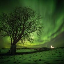 the northern lights in the sky