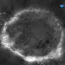 A view from above Earth showing the vibrant auroras on May 11, 2024.