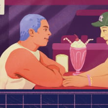 illustration of two men on a date