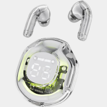 Transparent earbuds with charging case