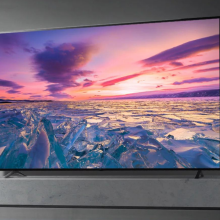 LG TV with water and sunset on screen