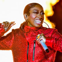 Missy Elliott performs onstage during the Lovers & Friends music festival at the Las Vegas Festival Grounds.