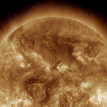 The sun, nearing solar maximum, is producing lots of solar flares and other types of space weather.