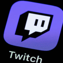 Twitch logo on a phone.