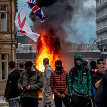 Far-right rioters in Sunderland, England on Aug. 2, 2024