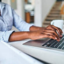 Person working on a laptop